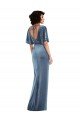 Outlet Flutter Sleeve Open Back Velvet Maxi Bridesmaid Dress / Prom Dress with Pockets & Draped Wrap Skirt Pockets