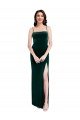 Outlet Straight Neckline Spaghetti Straps Long Velvet Bridesmaid Dress / Prom Dress with High Side Slit