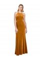 Outlet Halter Neckline Long Full Length Formal Velvet Bridesmaid Dress / Prom Dress with Strappy Back