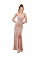 Outlet One Shoulder Formal Stretch Velvet Bridesmaid Dress / Prom Dress with Front Slit