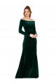 Outlet Off the Shoulder Long Sleeves Formal Stretch Velvet Bridesmaid Dress / Prom Dress