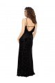 Outlet V-Neck Cowl Back Floral Velvet Bridesmaid Dress with Front Slit and Deep V-Neck