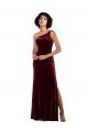 Outlet Formal One Shoulder Floor-Length Velvet Bridesmaid Dress / Prom Dress