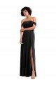 Outlet Off the Shoulder Drapped Sleeves Formal Stretch Velvet Bridesmaid Dress / Prom Dress