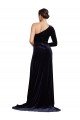 Outlet One Sleeve Long Formal Velvet Bridesmaid Dress / Prom Dress with Thigh High Split