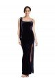 Outlet Long Formal Velvet Bridesmaid Dress / Prom Dress with Side Thigh Split and Shoulder Tie