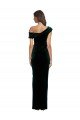 Outlet Long Asymmetric Neckline Ruched Formal Velvet Bridesmaid Dress / Prom Dress