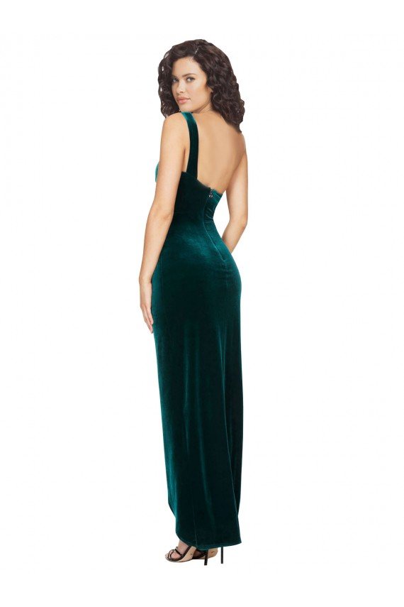 Outlet One Shoulder Velvet Front Wrap Bridesmaid Dress / Prom Dress 