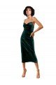 Outlet Midi Cocktail Length Sleek Cowl Neckline Short Formal Velvet Bridesmaid Dress / Prom Dress