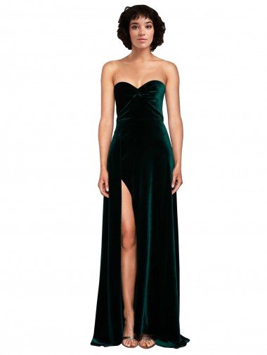 Outlet Sweetheart Fluid Velvet Bridesmaid Dress / Prom Dress with High Split